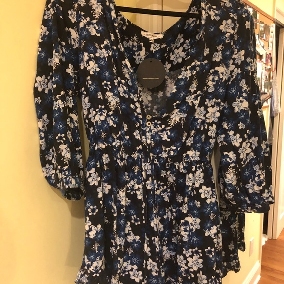 Blue Floral Romper - Picture 2 of 6